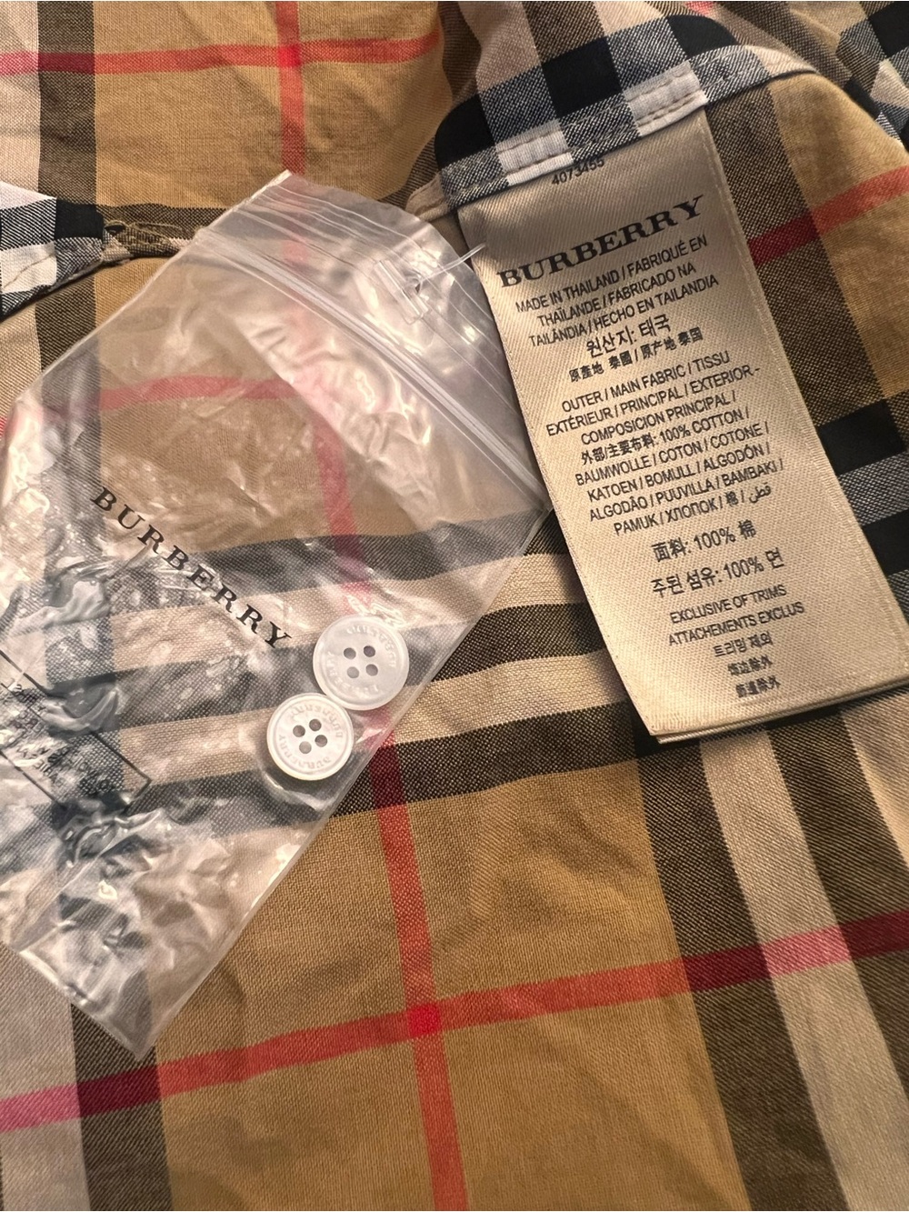 Burberry Classic Check Button Down Shirt Dress- Tan, Black, White, Red - Picture 6 of 7